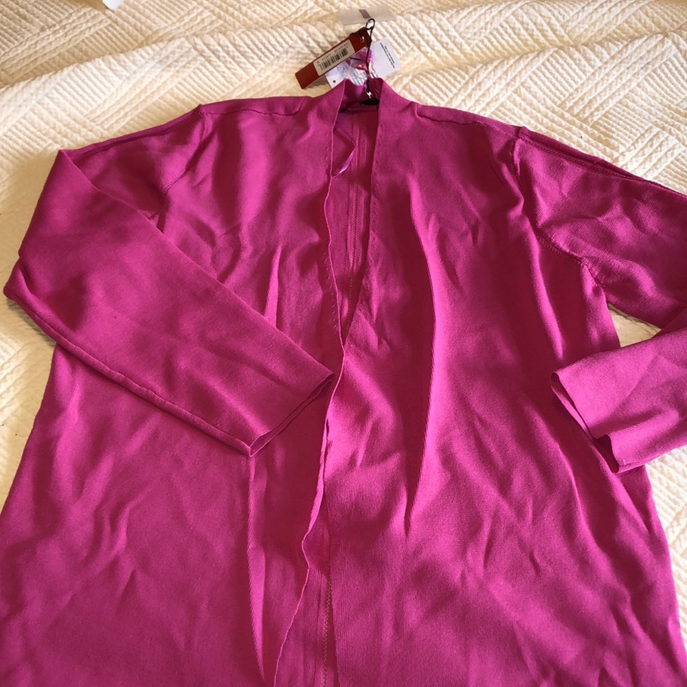 NWT new Red brand fuschia pink kiss front sweater XL extra large cardigan